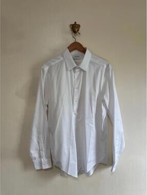 Calvin Klein Slim Fit White Button Dow Dress Shirt size XL